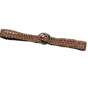 Lauren by Ralph Lauren Blush Pink Woven Braided Leather Double Ring Belt